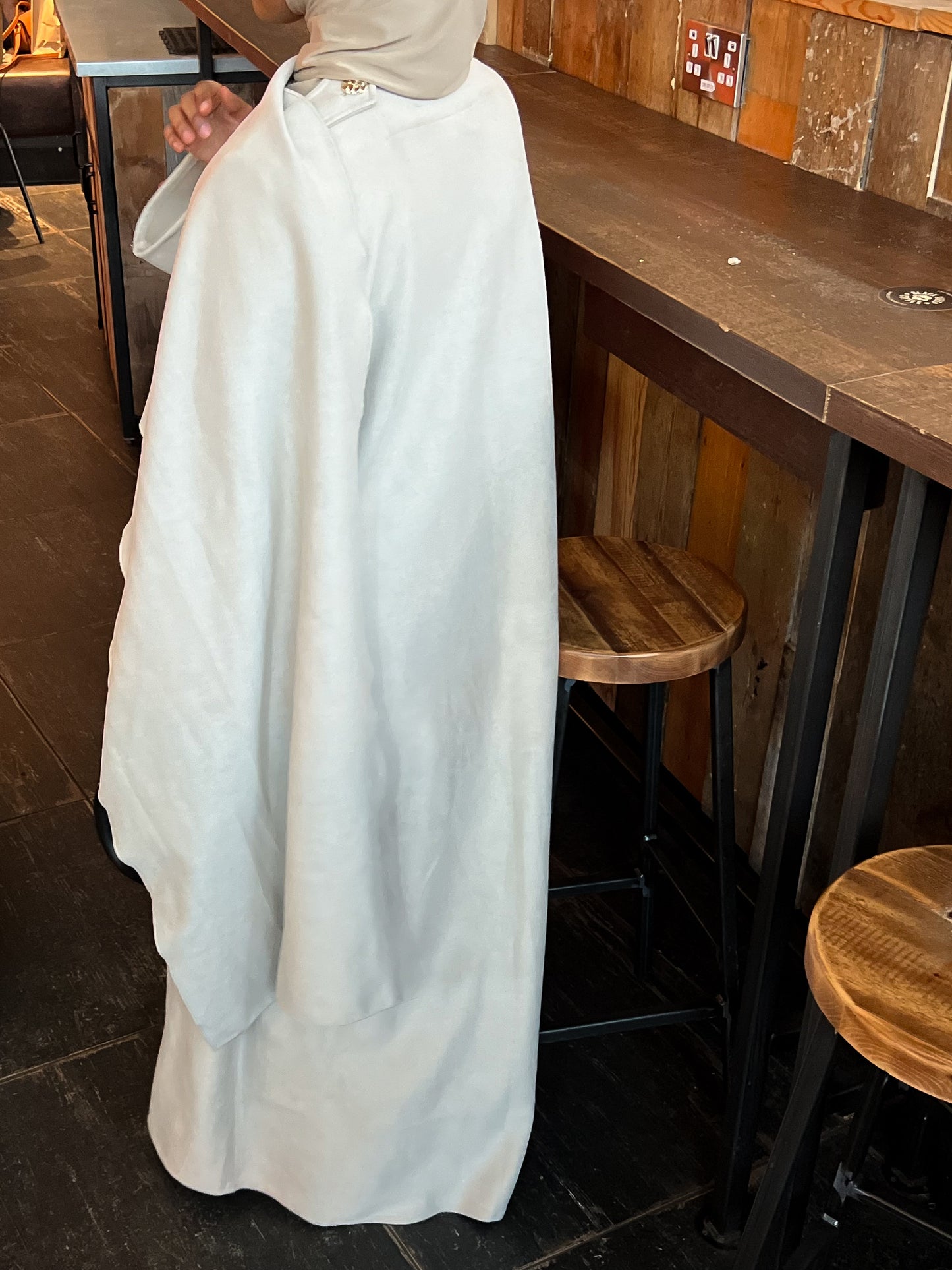 Candle Cream Suede Shawl Abaya