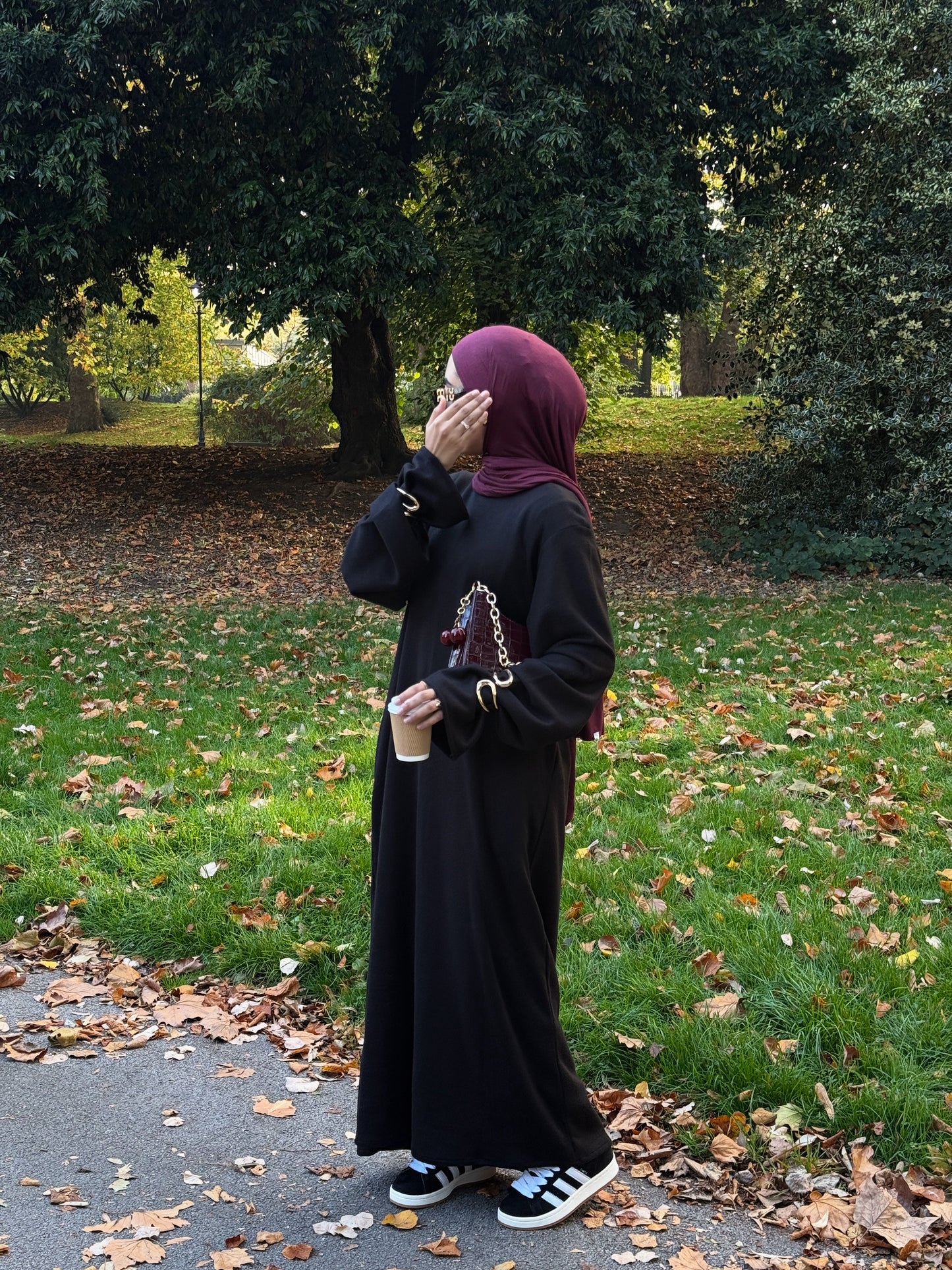 Black Wool Blend Jersey Closed Abaya