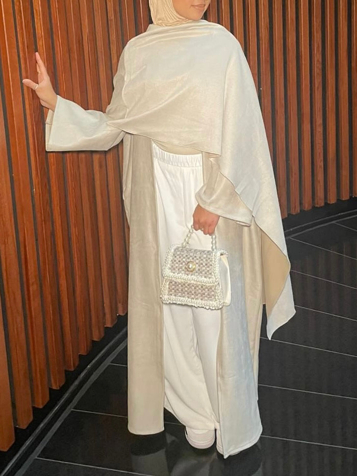 Candle Cream Suede Shawl Abaya