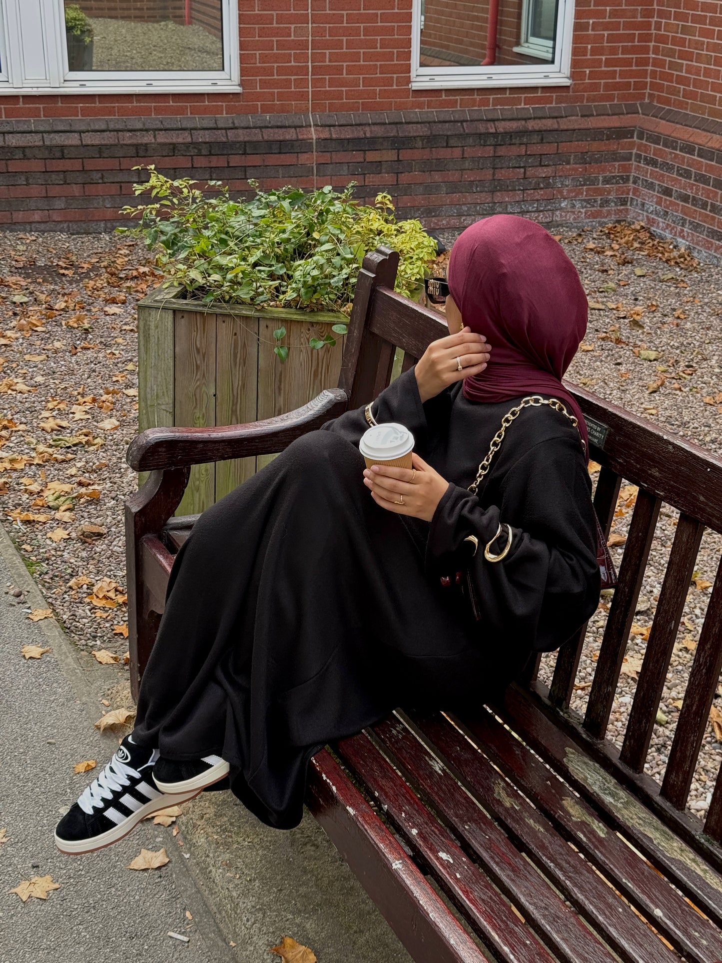 Black Wool Blend Jersey Closed Abaya