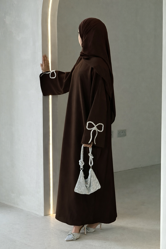 Bow Split Sleeve Brown