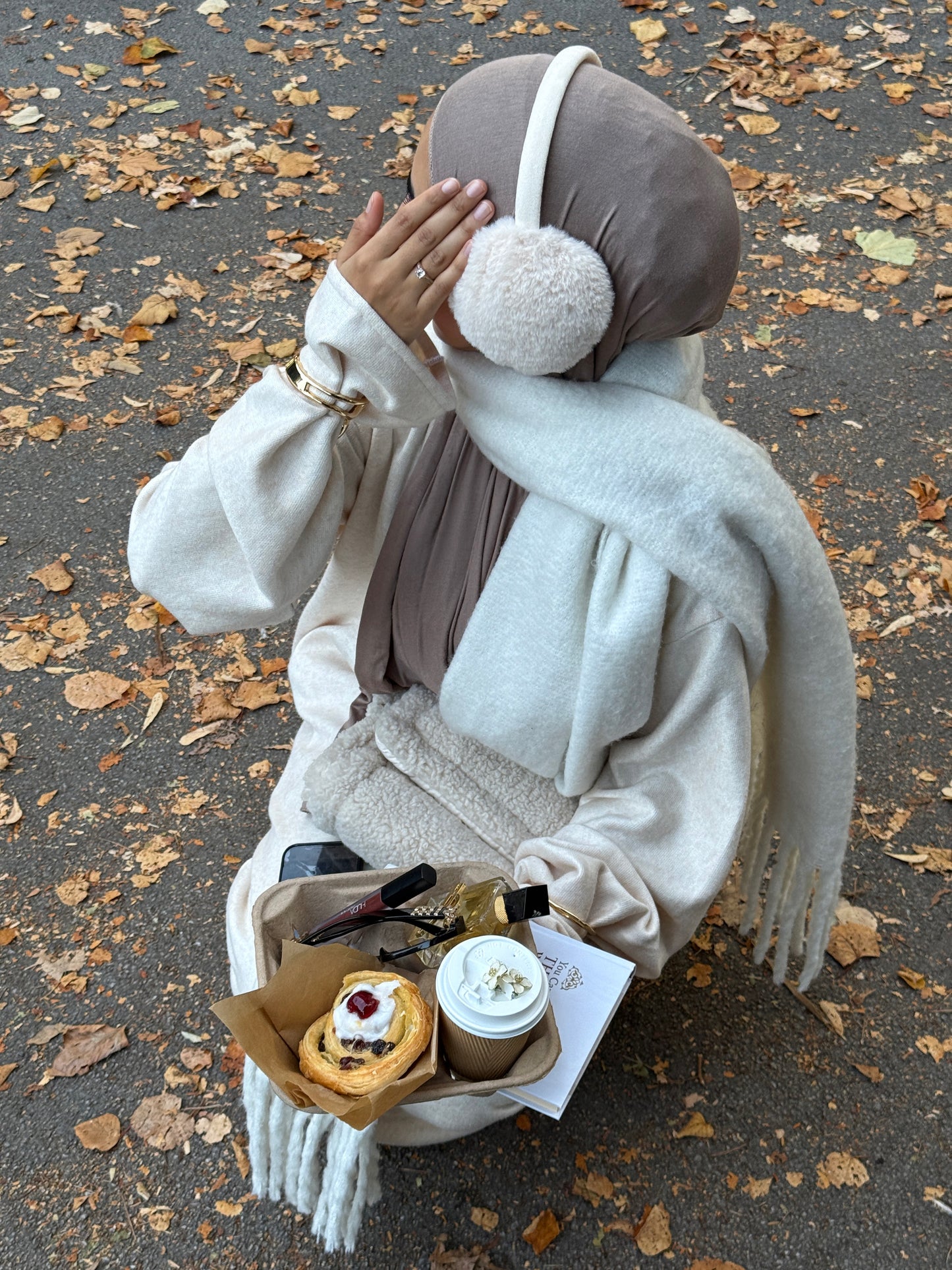 Cream Wool Blend Jersey Closed Abaya