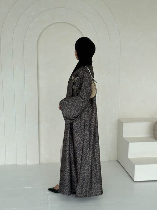 Satin Leopard Print - Stone Biege