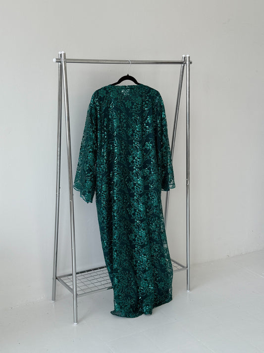 Sequin net dark green