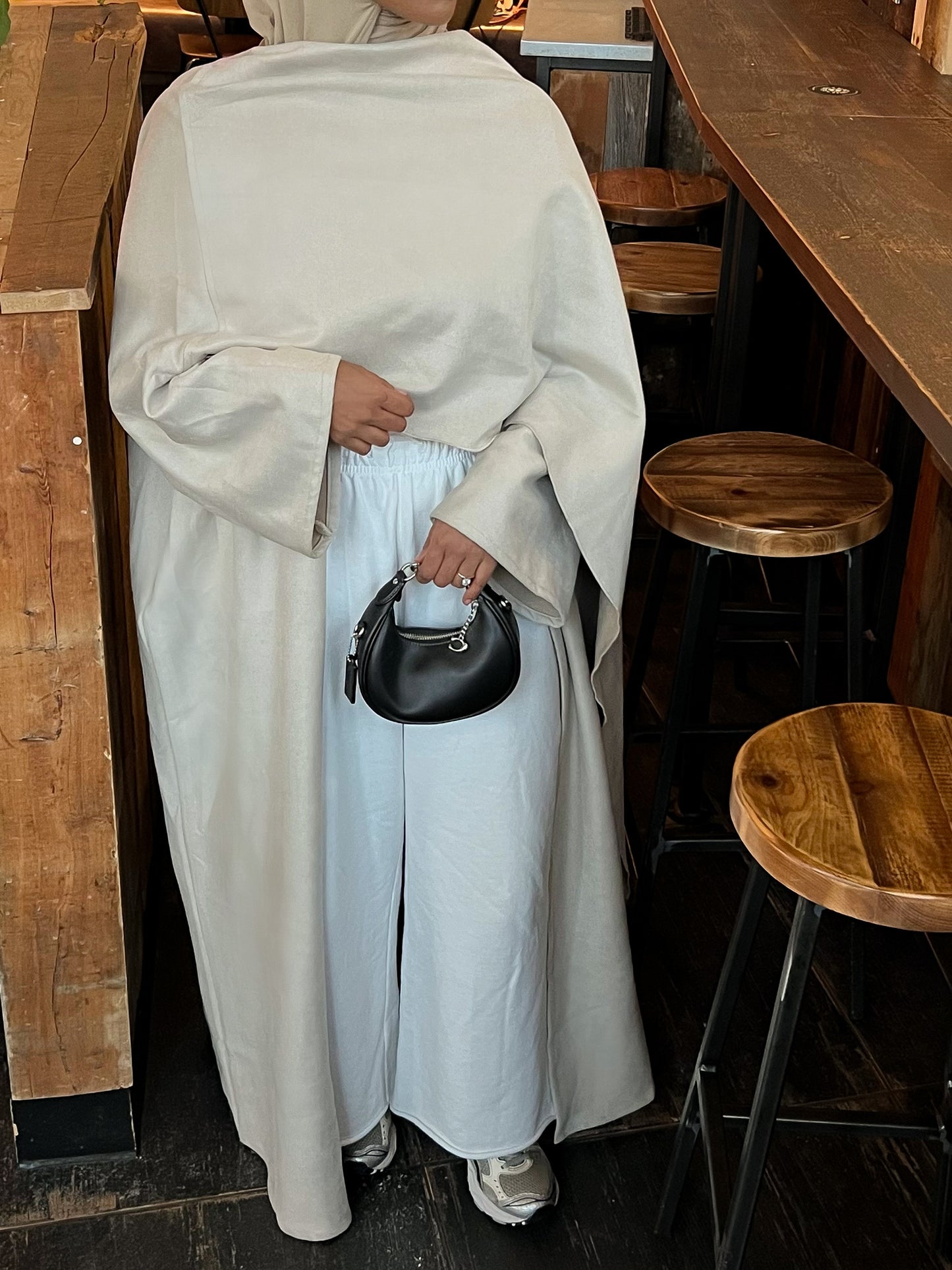 Candle Cream Suede Shawl Abaya