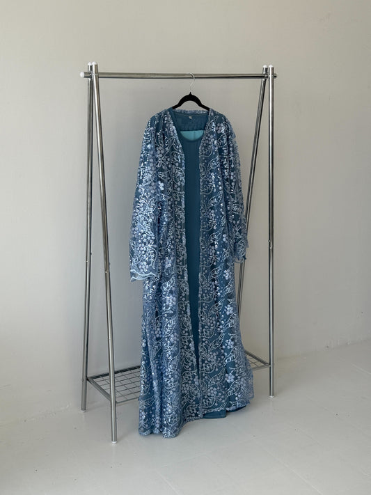 Sequin Net Cinderella blue