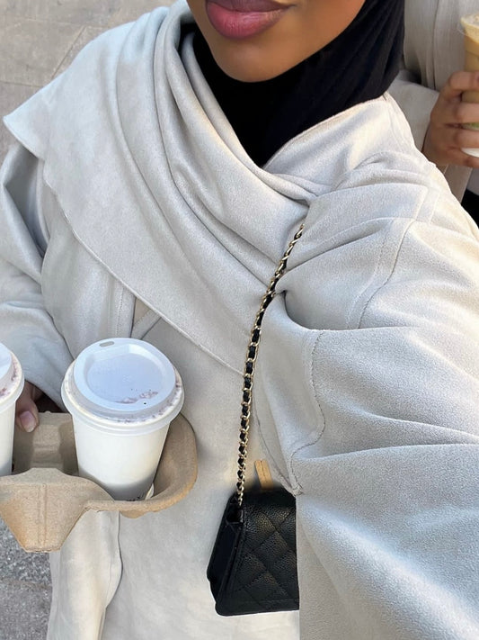 Candle Cream Suede Shawl Abaya