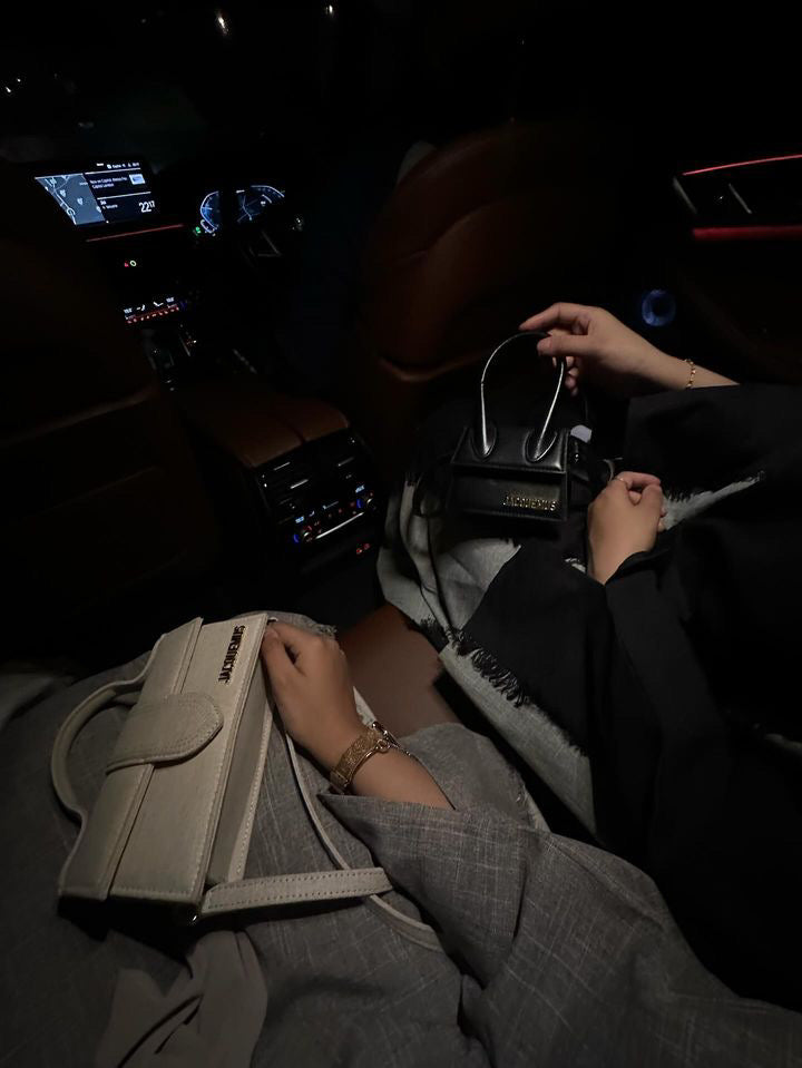 Taupe/ Beige Two Tone Frayed Closed Abaya