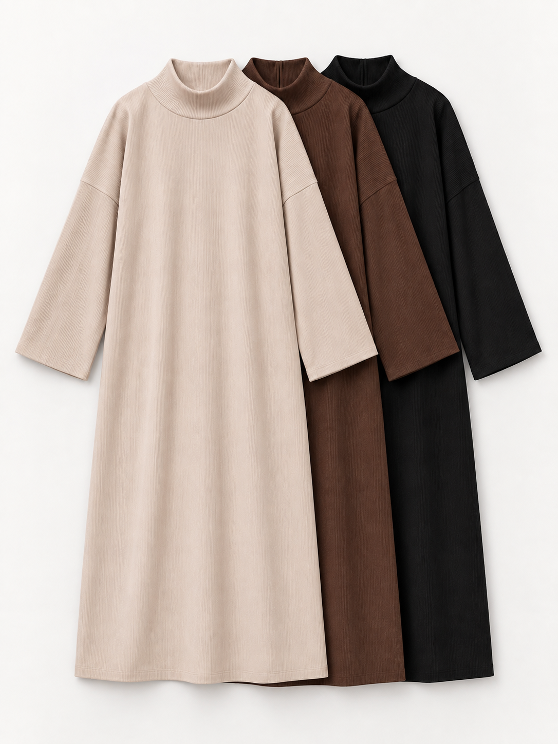 Ribbed Polo Neck Abaya