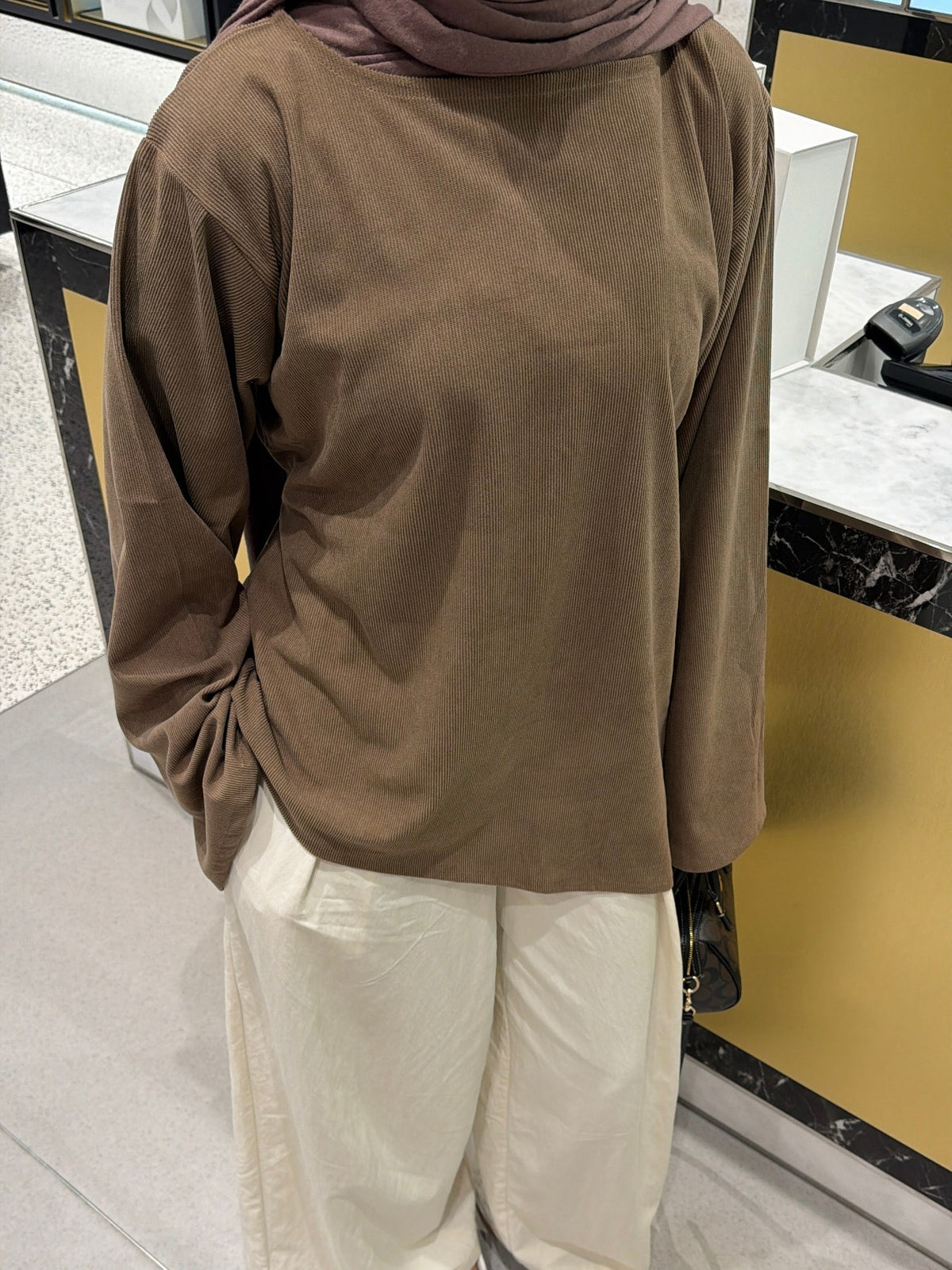 Corduroy Ribbed Asymmetric Top Truffle
