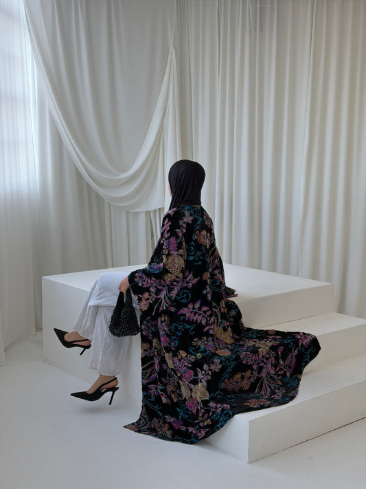 Floral Devoré Velvet Black