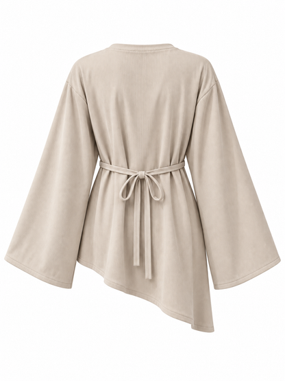 Corduroy Ribbed Asymmetric Top Nude