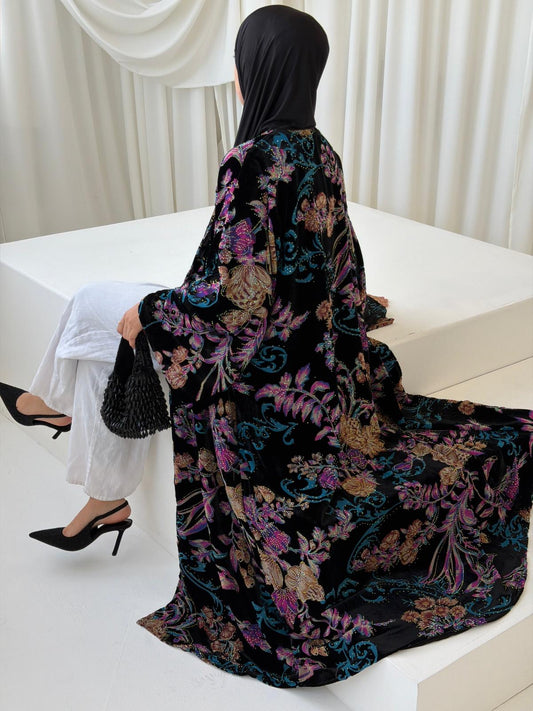 Floral Devoré Velvet Black