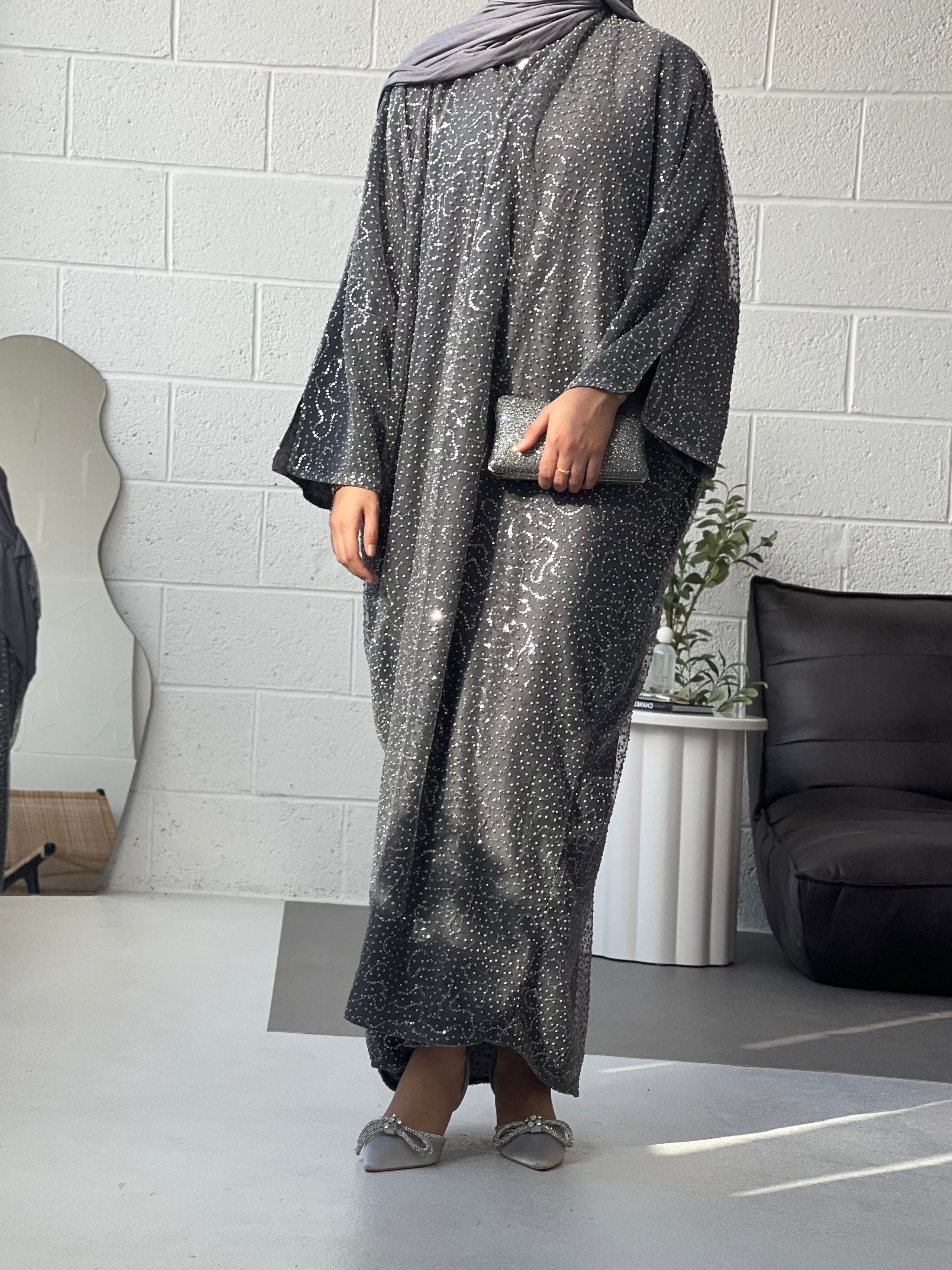 Grey Sparkle Sequin Abaya – We Are Elegance