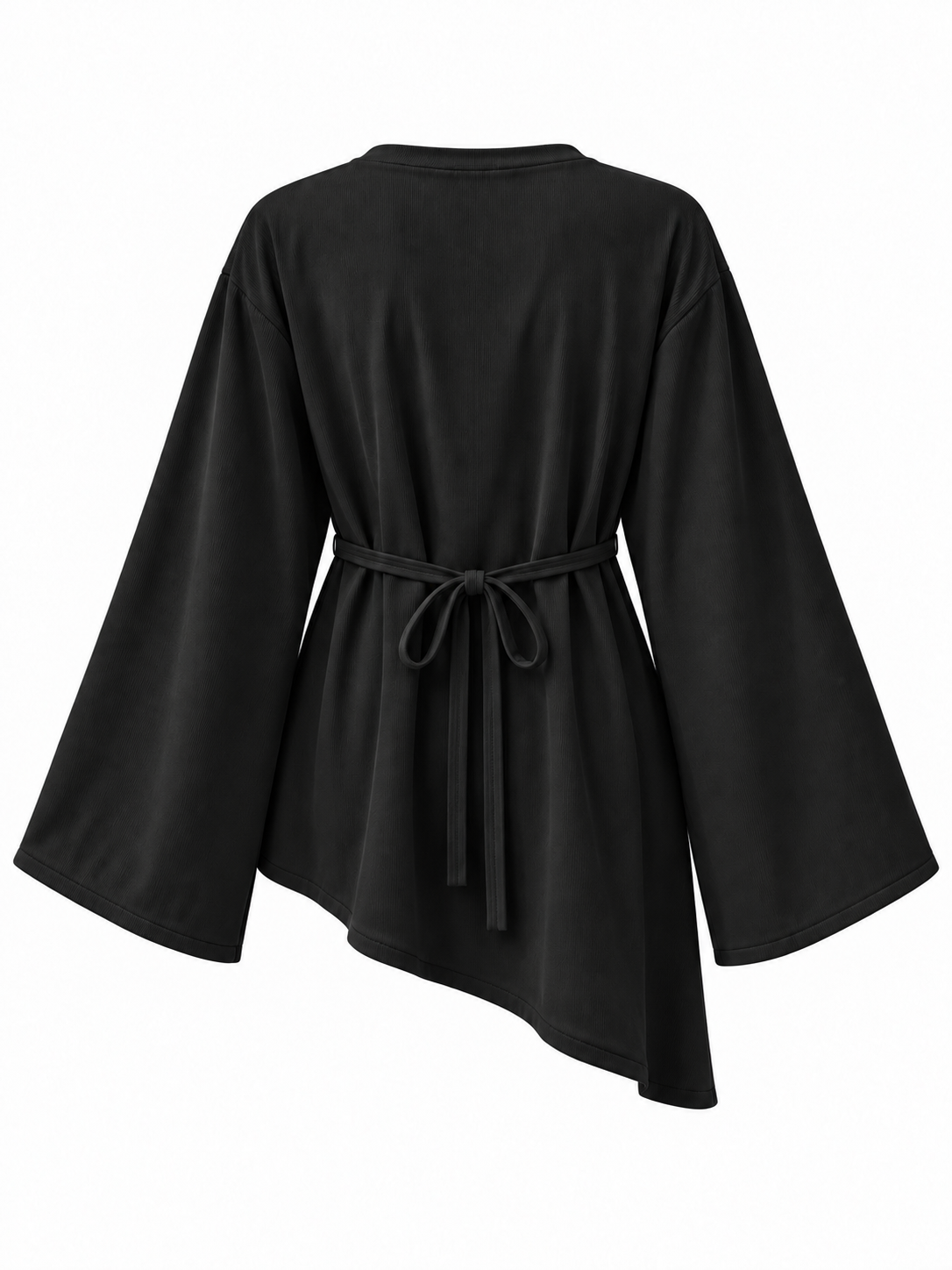 Corduroy Ribbed Asymmetric Top Black