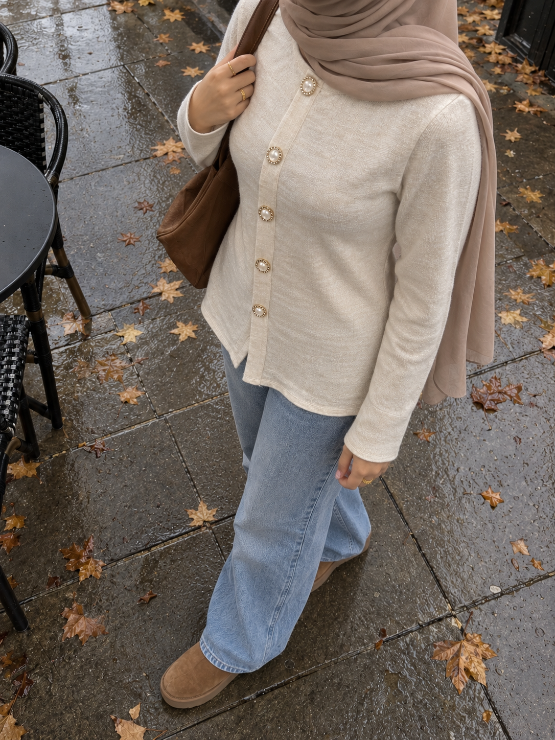 Pearl Button Cream Cardigan
