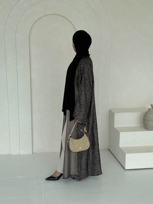 Satin Leopard Print - Stone Biege