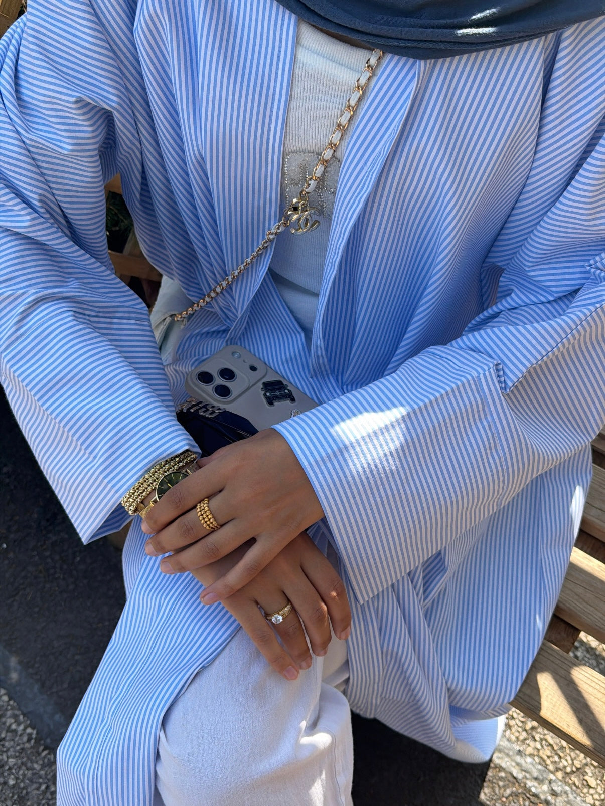 Oversized Pinstripe Shirt Blue