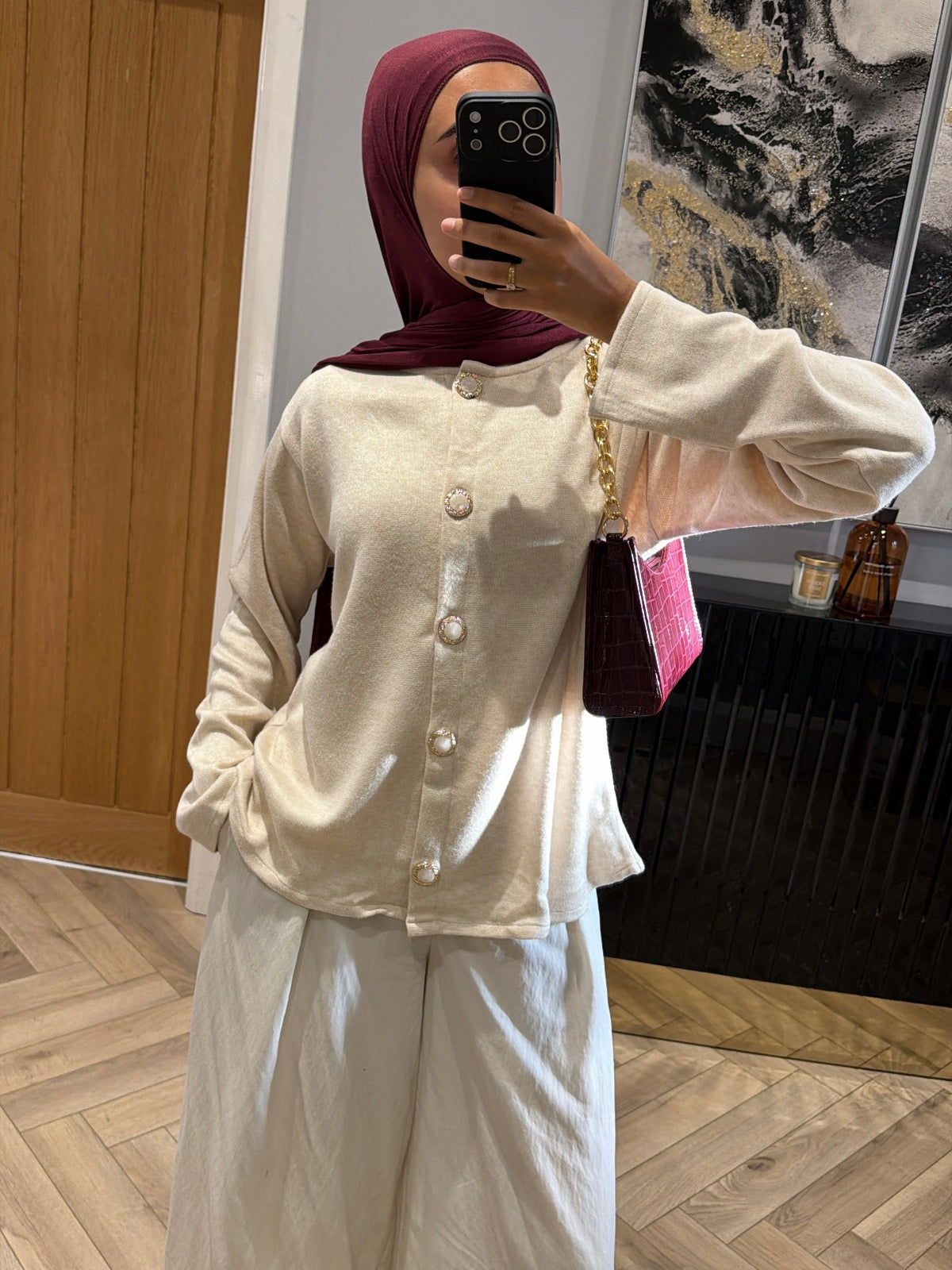 Pearl Button Cream Cardigan