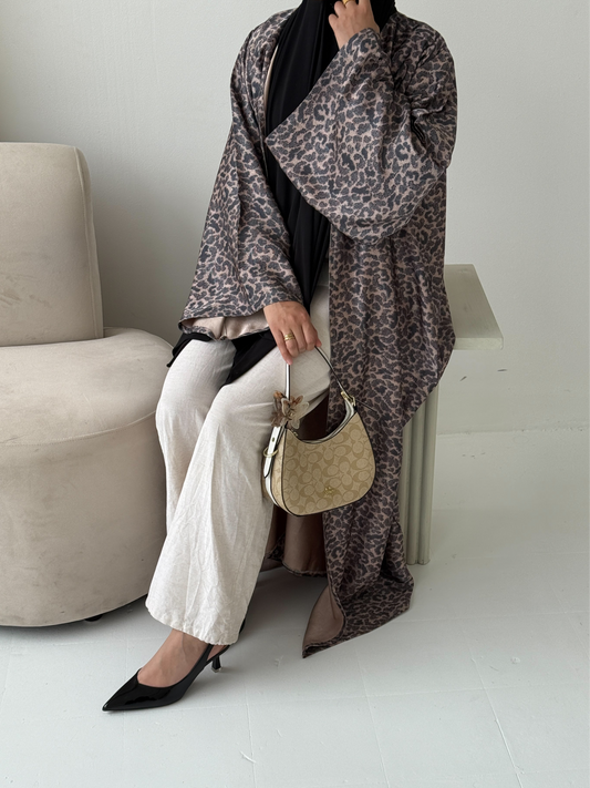 Satin Leopard Print - Nude Gold