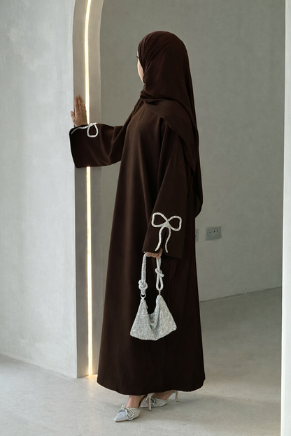 Bow Split Sleeve Brown