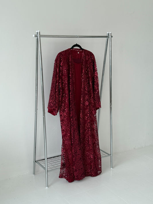 Sequin Net Deep Red