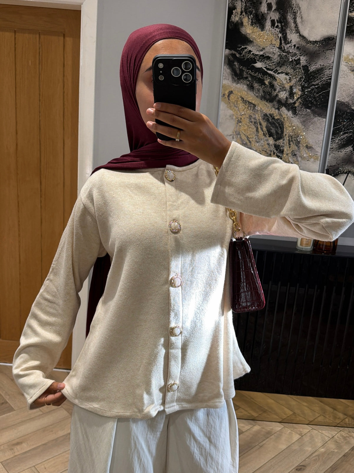 Pearl Button Cream Cardigan