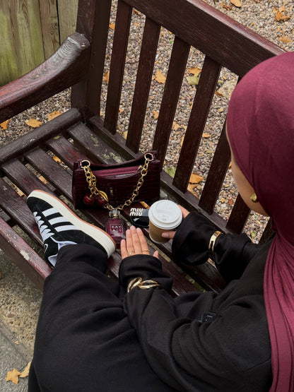 Black Wool Blend Jersey Closed Abaya