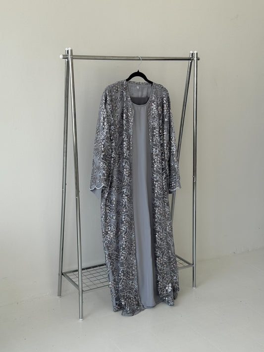 Sequin Net Grey