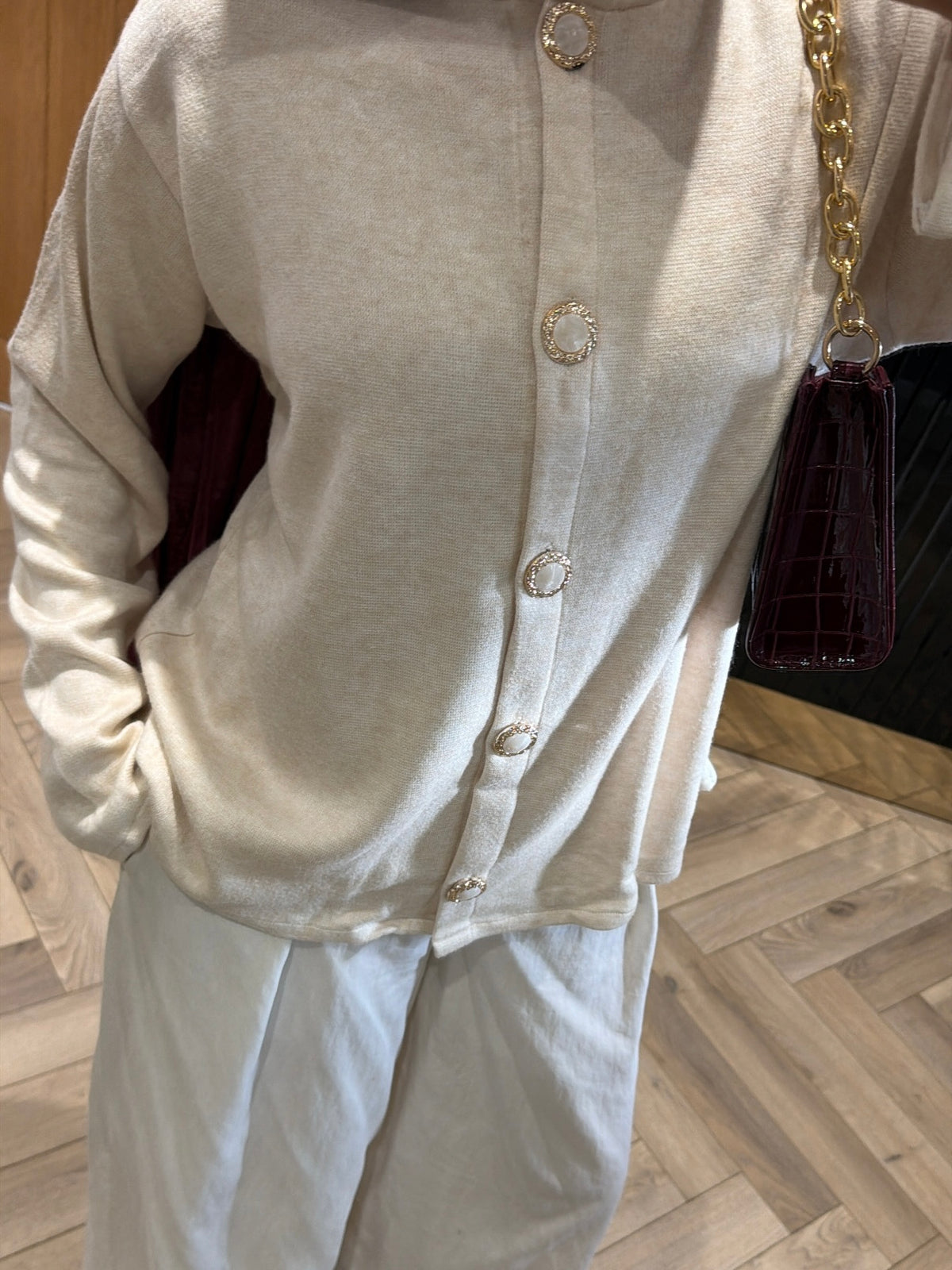 Pearl Button Cream Cardigan