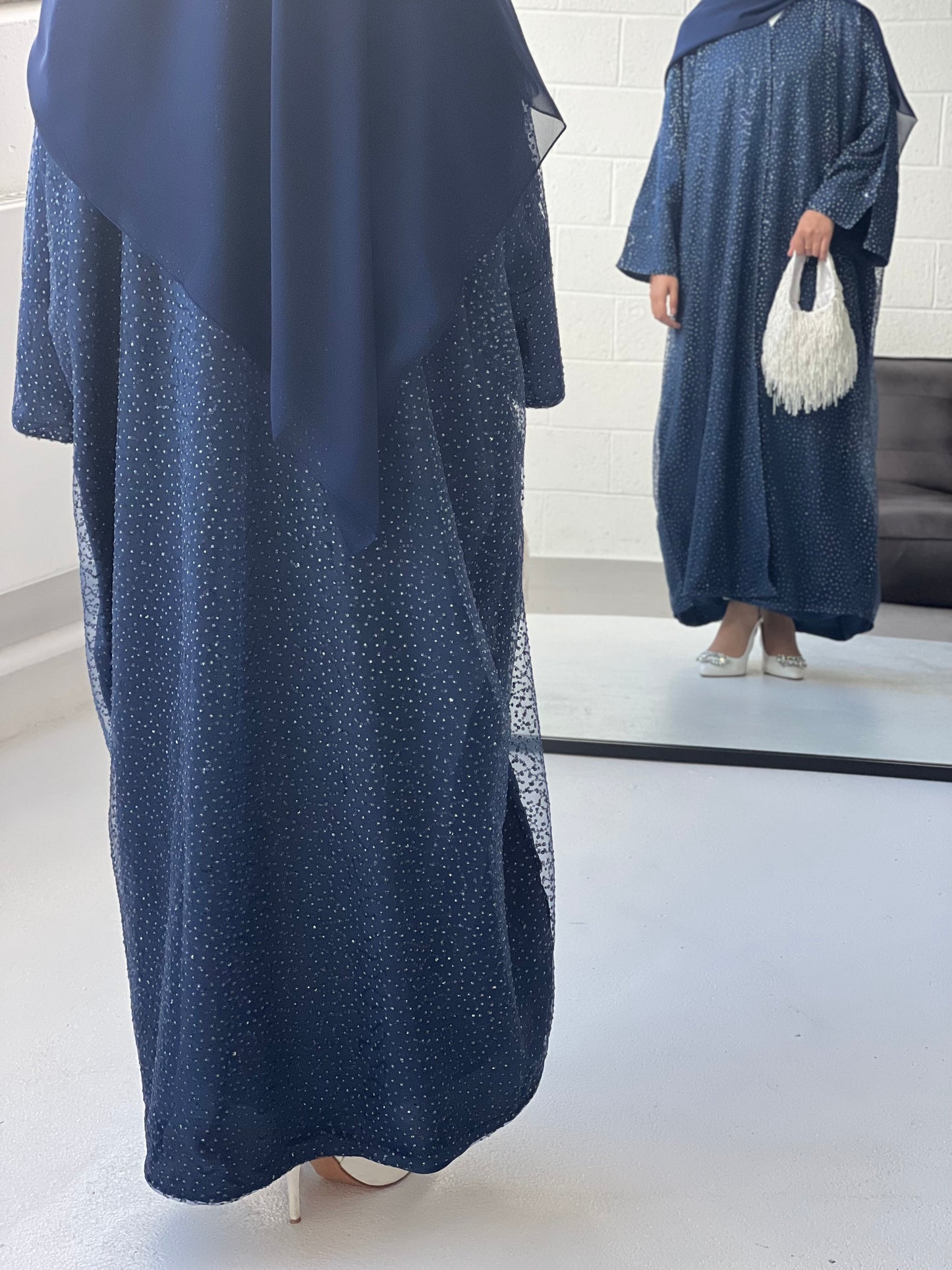 Navy Sparkle Sequin Abaya