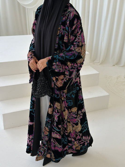 Floral Devoré Velvet Black