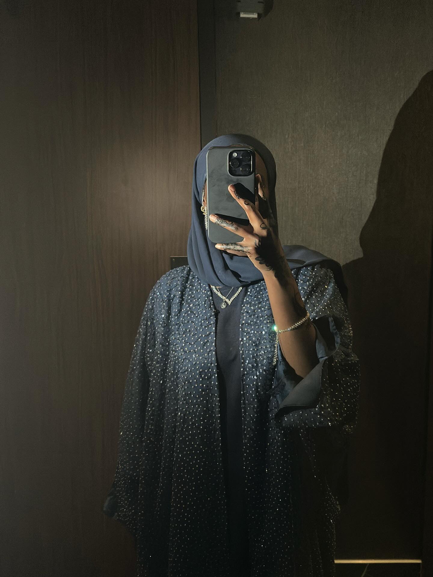 Navy Sparkle Sequin Abaya