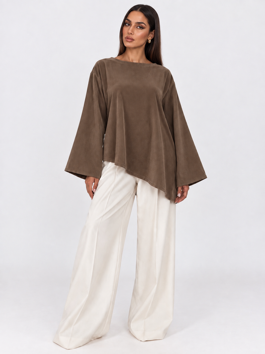 Corduroy Ribbed Asymmetric Top Truffle