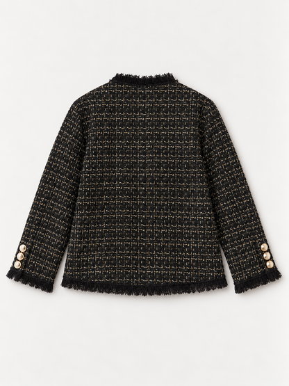 Tweed Fringe Trim Jacket Black