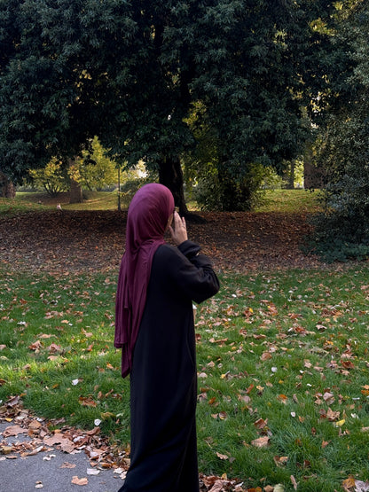 Black Wool Blend Jersey Closed Abaya