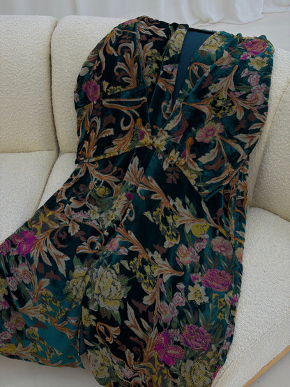 Floral Devoré Teal