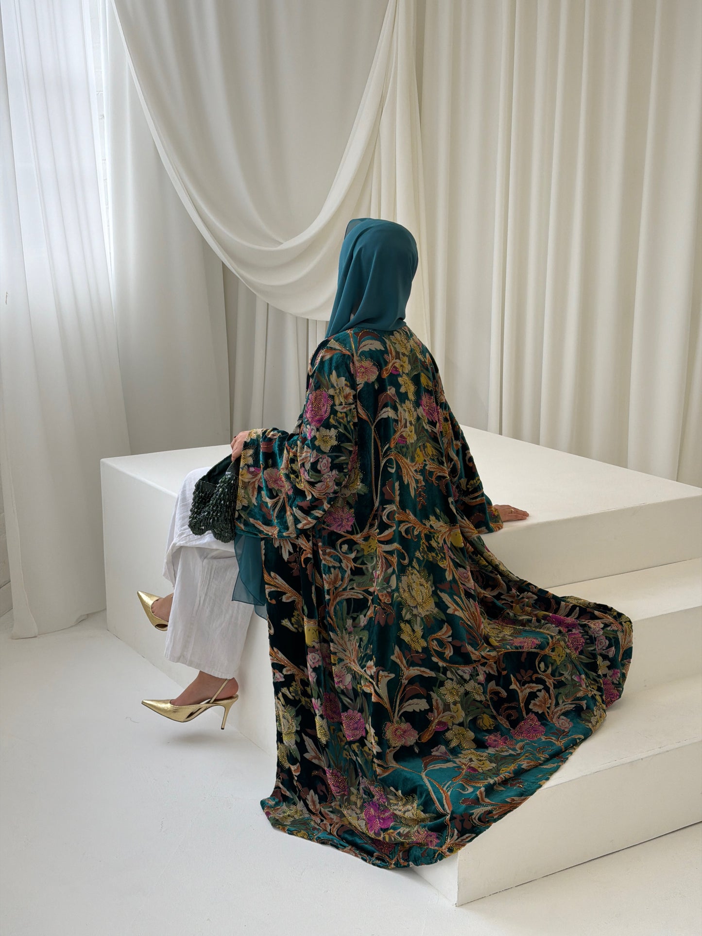 Floral Devoré Teal