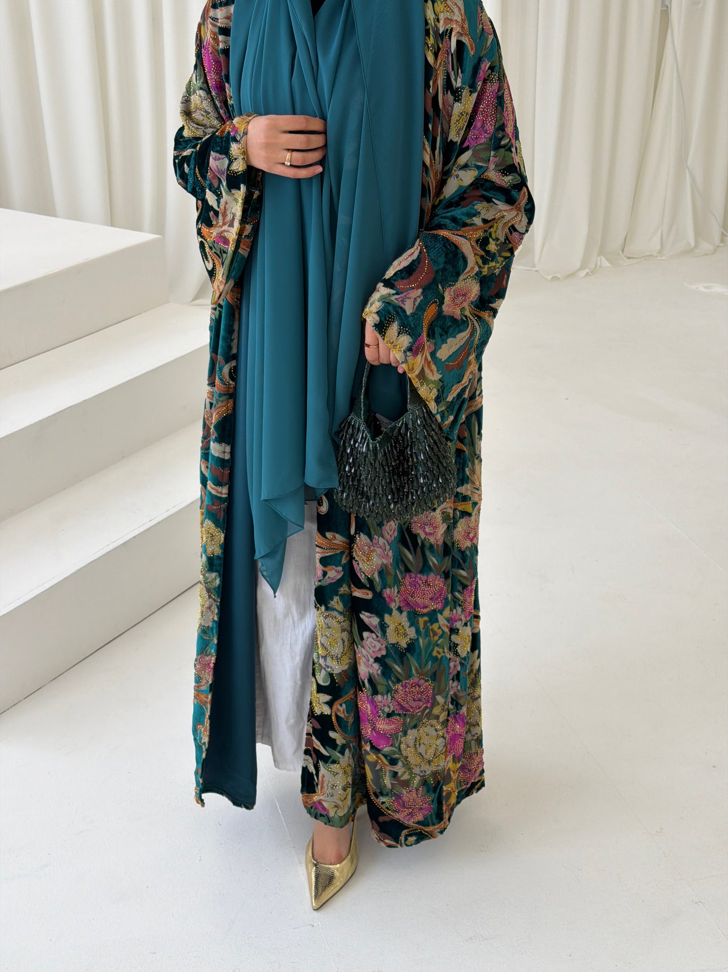 Floral Devoré Teal