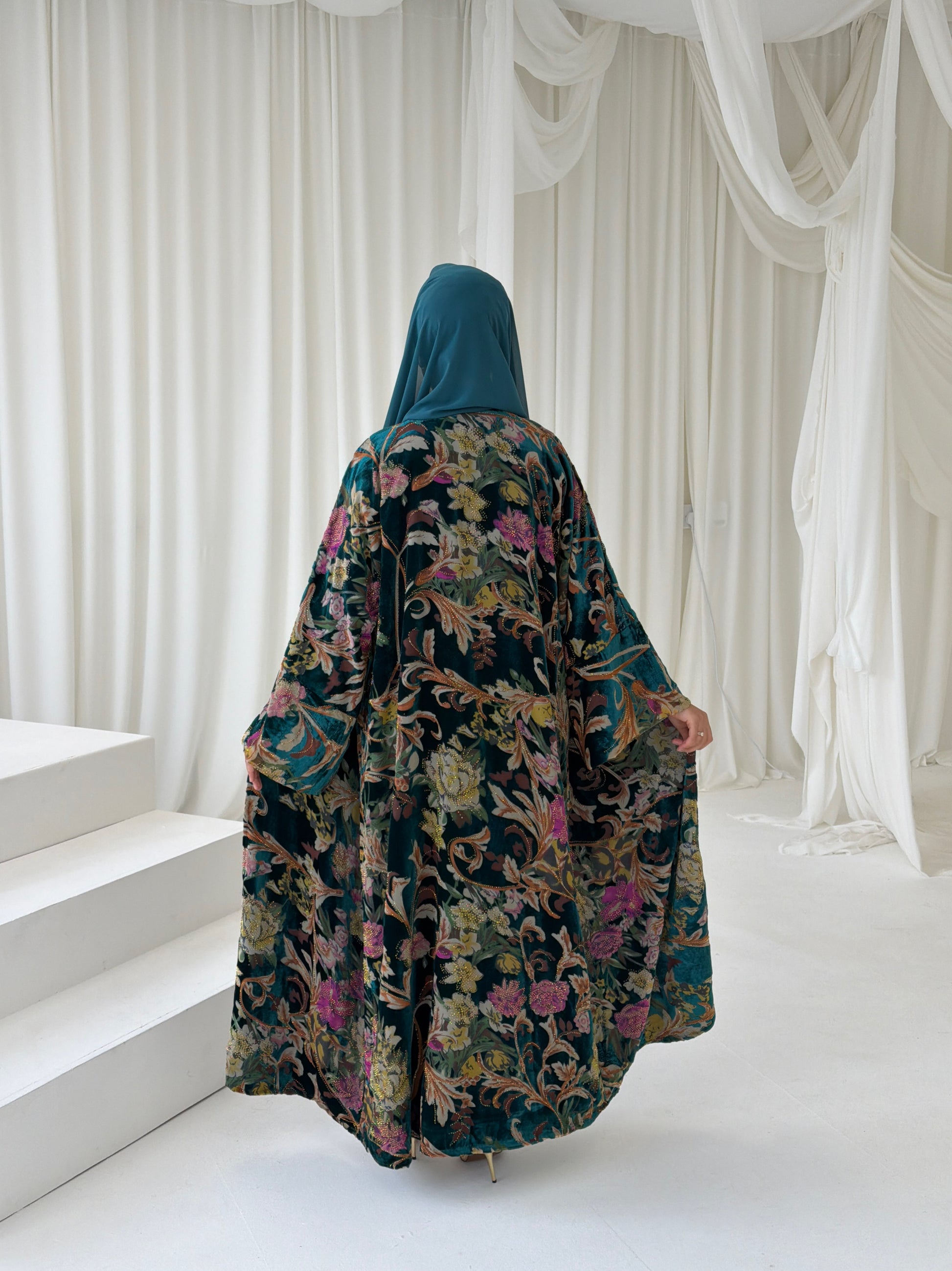 Floral Devoré Teal