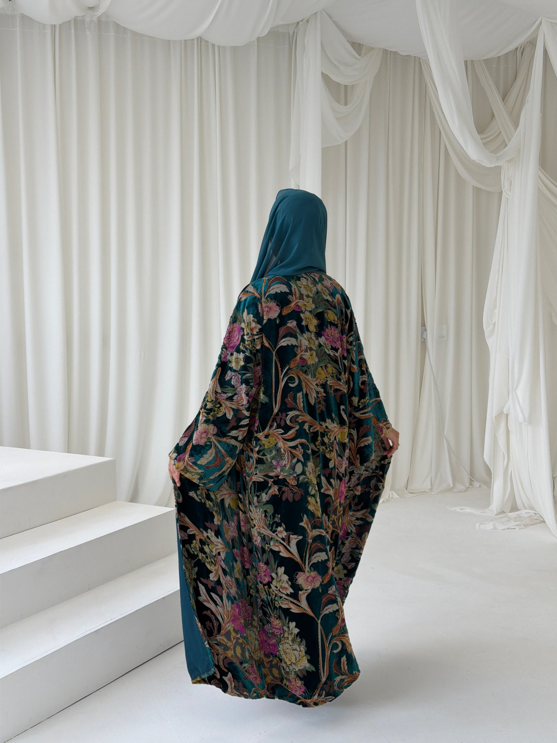 Floral Devoré Teal