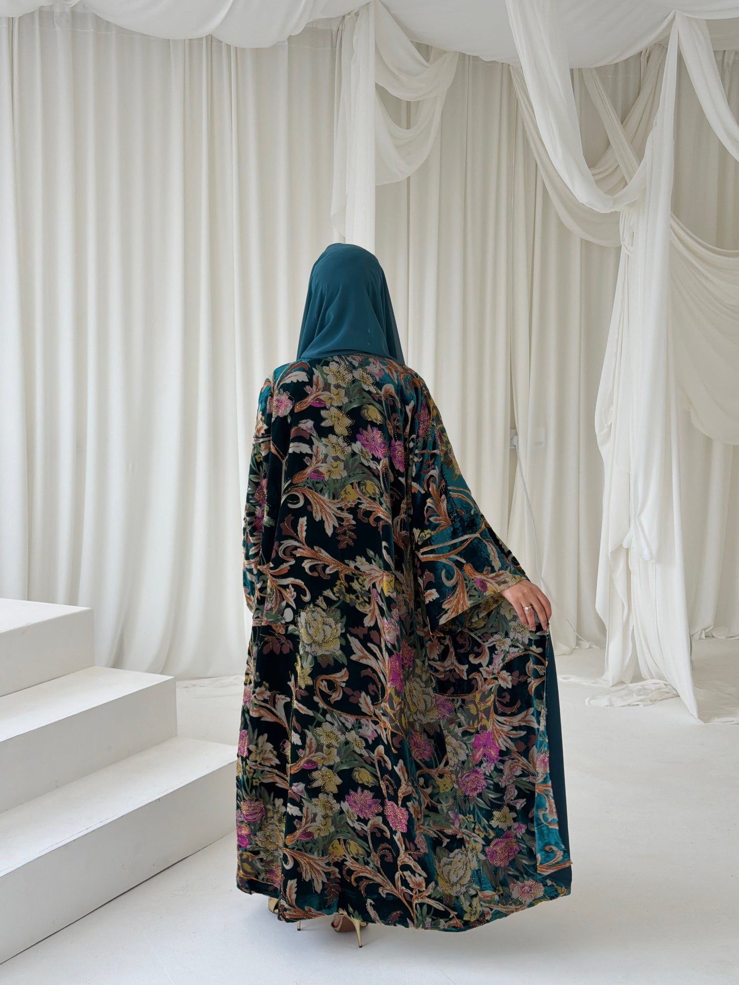 Floral Devoré Teal